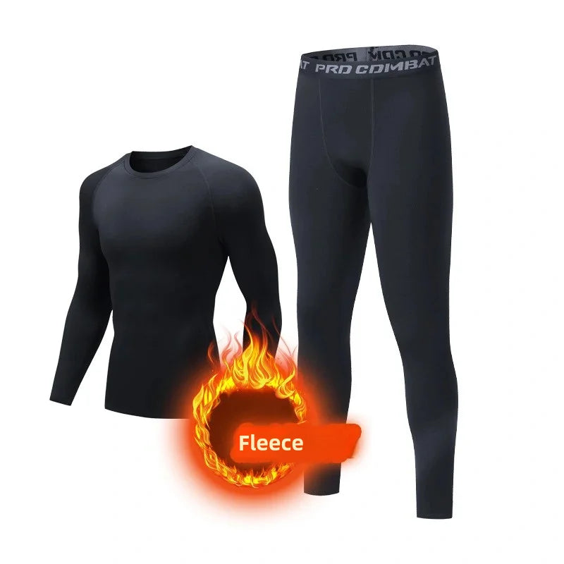 Men's Thermal Shapewear, Skiing Warm Base Layer Set, Fleeced Shapewear Tops & Pants,Clearance Man Fitness Sports Gym Pants+Shirt