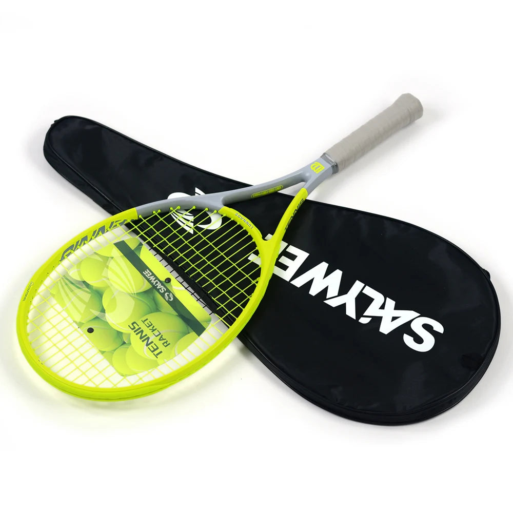 SALYWEE Gemini Composite Carbon Tennis Racket | Already Threaded 300±10g Ultra-Light for Beginners | Pro Unisex Training Racket