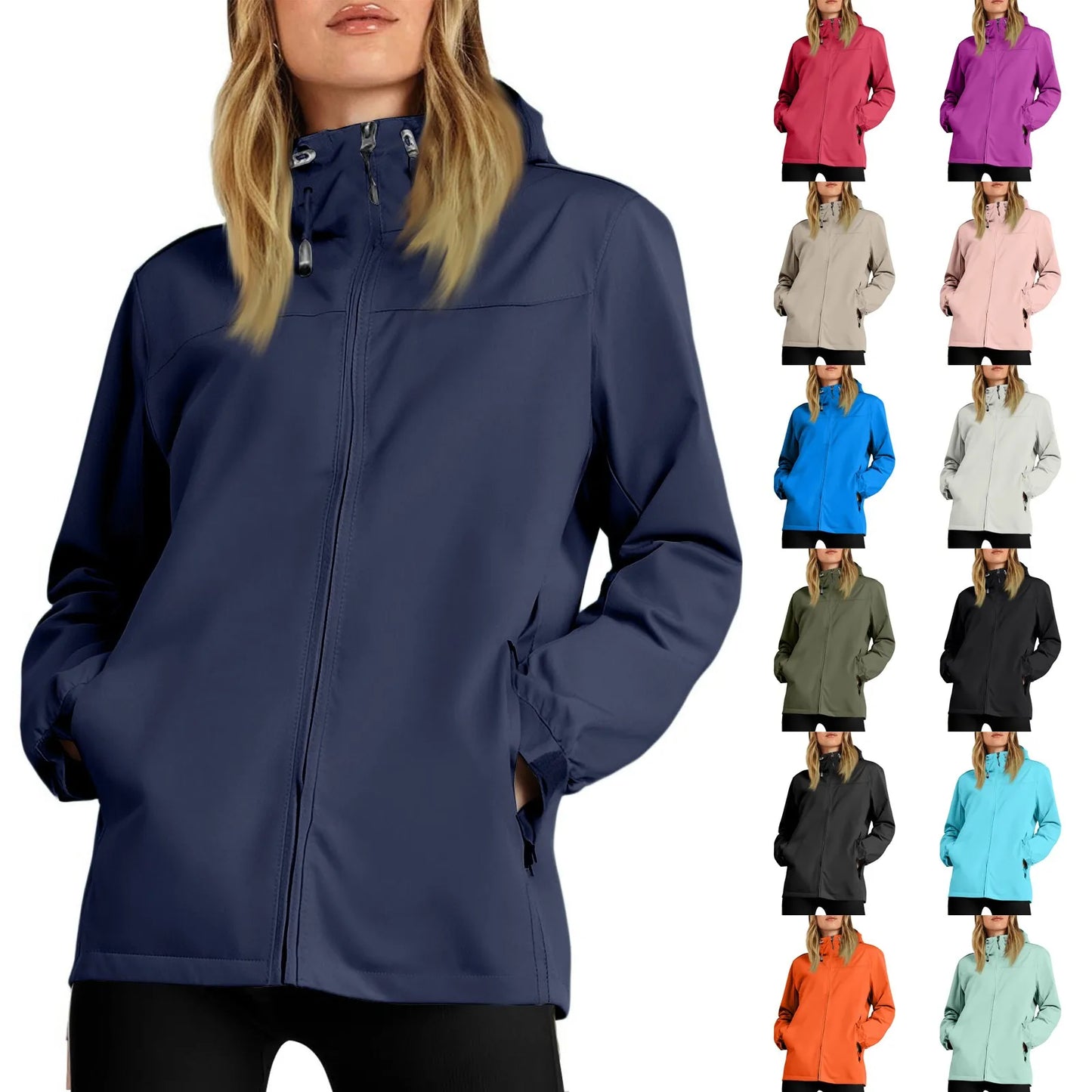 Women'S Loose Casual Fashionable Outdoor Solid Color Windproof Waterproof Jacket Jacket Elegant Womens Jackets Chamarra De