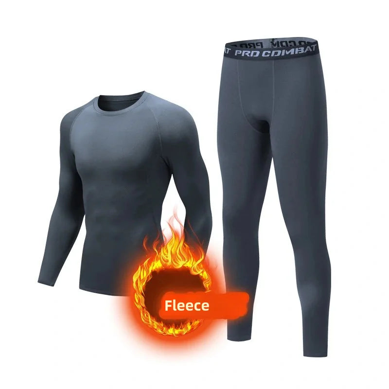 Men's Thermal Shapewear, Skiing Warm Base Layer Set, Fleeced Shapewear Tops & Pants,Clearance Man Fitness Sports Gym Pants+Shirt