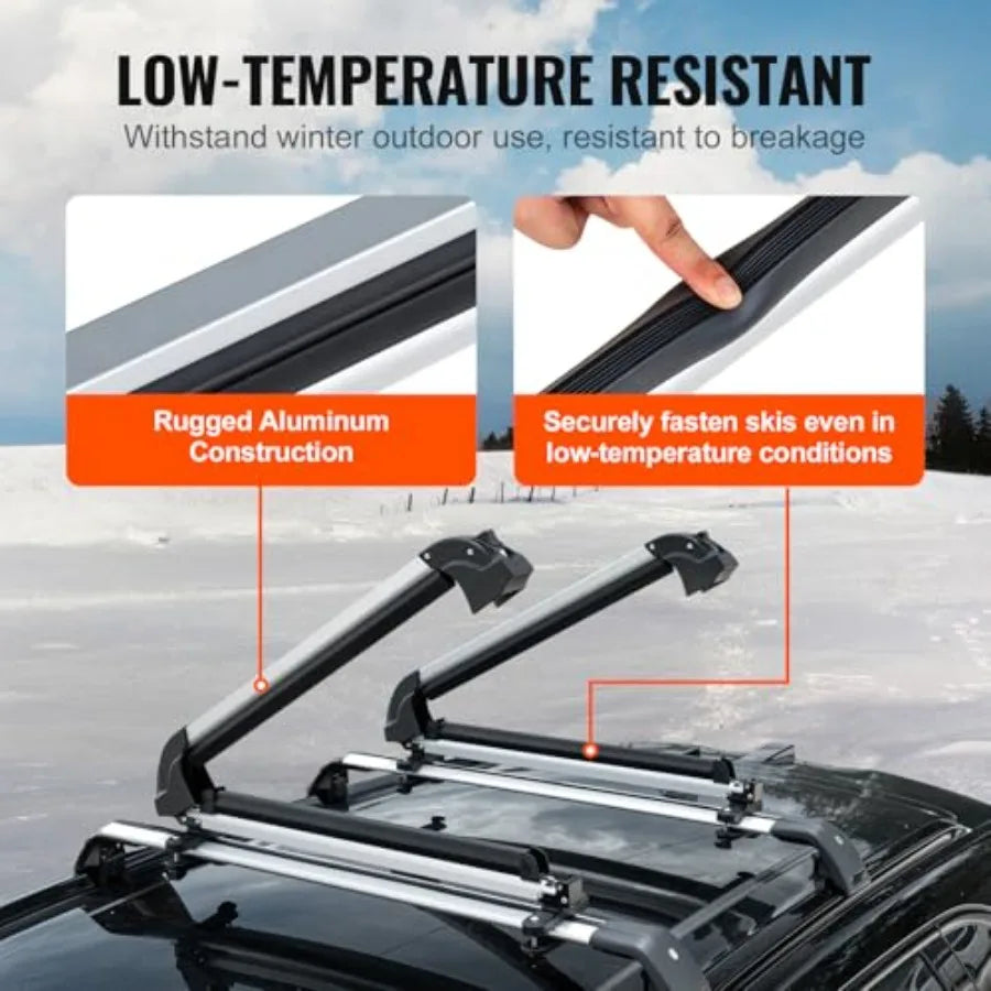 Universal Car Roof Rack Fit Most Crossbars Carry up to 6 Pairs of Skis or 4 Snowboards Aluminum Snowboard Ski Rack with Lock Ru