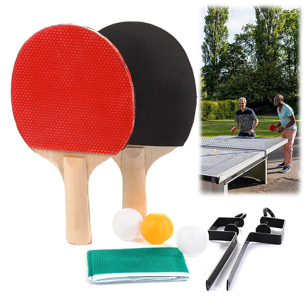 Table Tennis Rackets with Balls Table Tennis Net and Post Set Ping Pong Racket Set for Indoor/Outdoor Games
