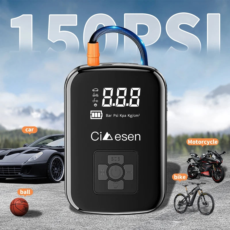 1pc Car Wireless Air Pump 150PSI Portable Electric Tire Inflation For Car Bicycle Motorcycle Air Compressor Inflator US Shipping