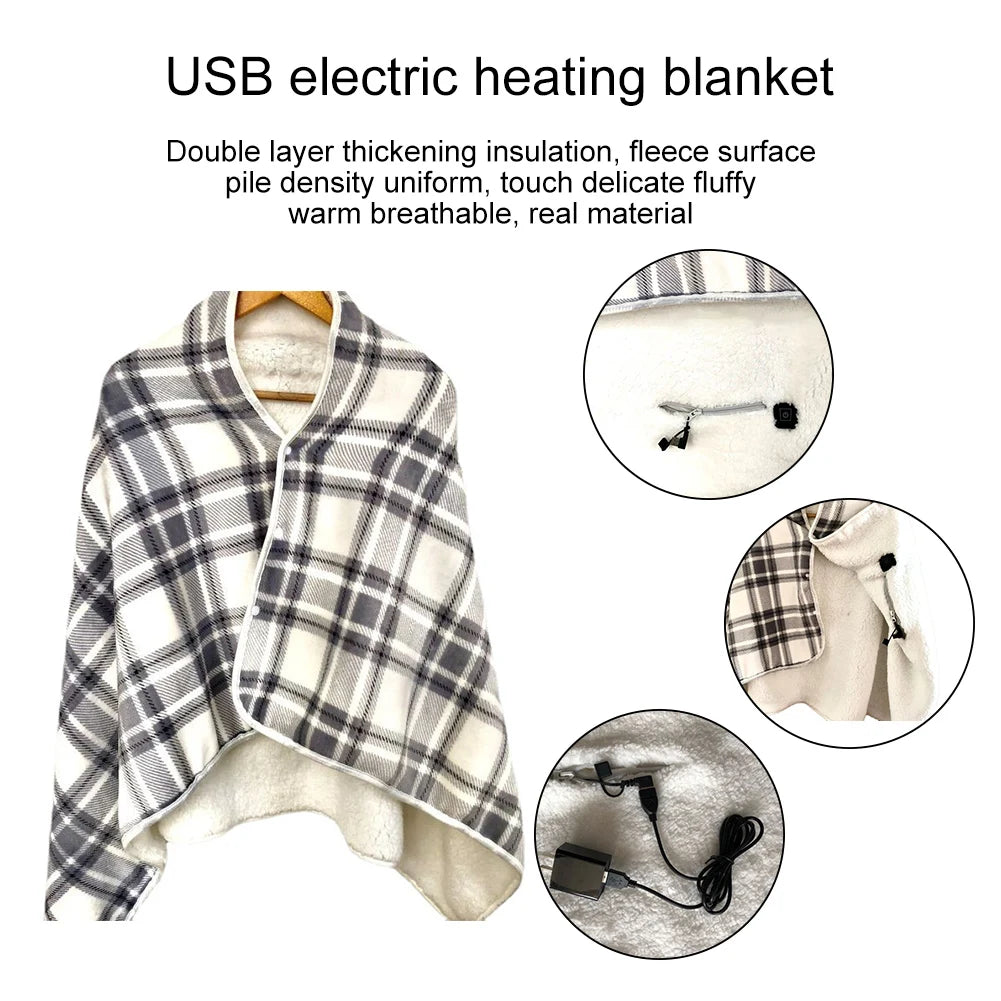 USB Electric Blanket 3 Heat Settings Wearable Electric Blanket Multifunctional Soft Cold Protection Home Office Back Knee Warmer