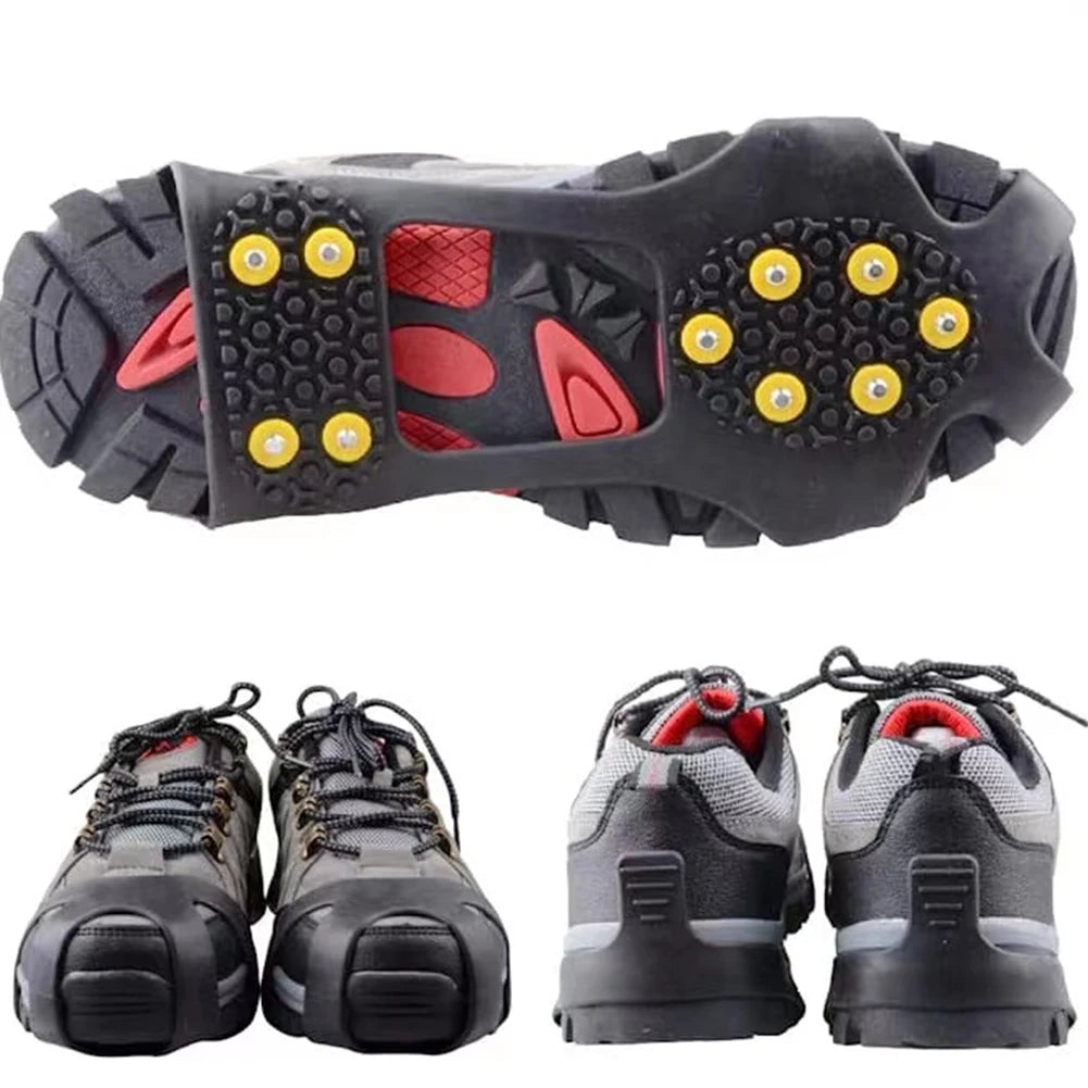 1Pair 10 Studs Snow Ice Gripper Climbing Shoe Spikes Grips 25-48 Size Anti-Skid Cleats Overshoes Crampons Spike Shoes Crampon