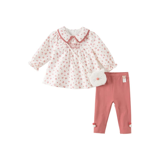 Dave Bella Girls Blouse Pants Sets Spring Autumn Long Sleeve Shirt with Bag Trousers 3pcs Suit Children Casual Cloth DB3222983