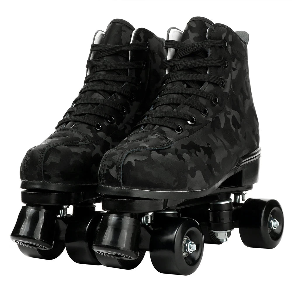 Quality Artificial Leather Roller Skates Shoes Purple Blue Roller Skates for Women with Light up Wheels Outdoor Sports Sneaker