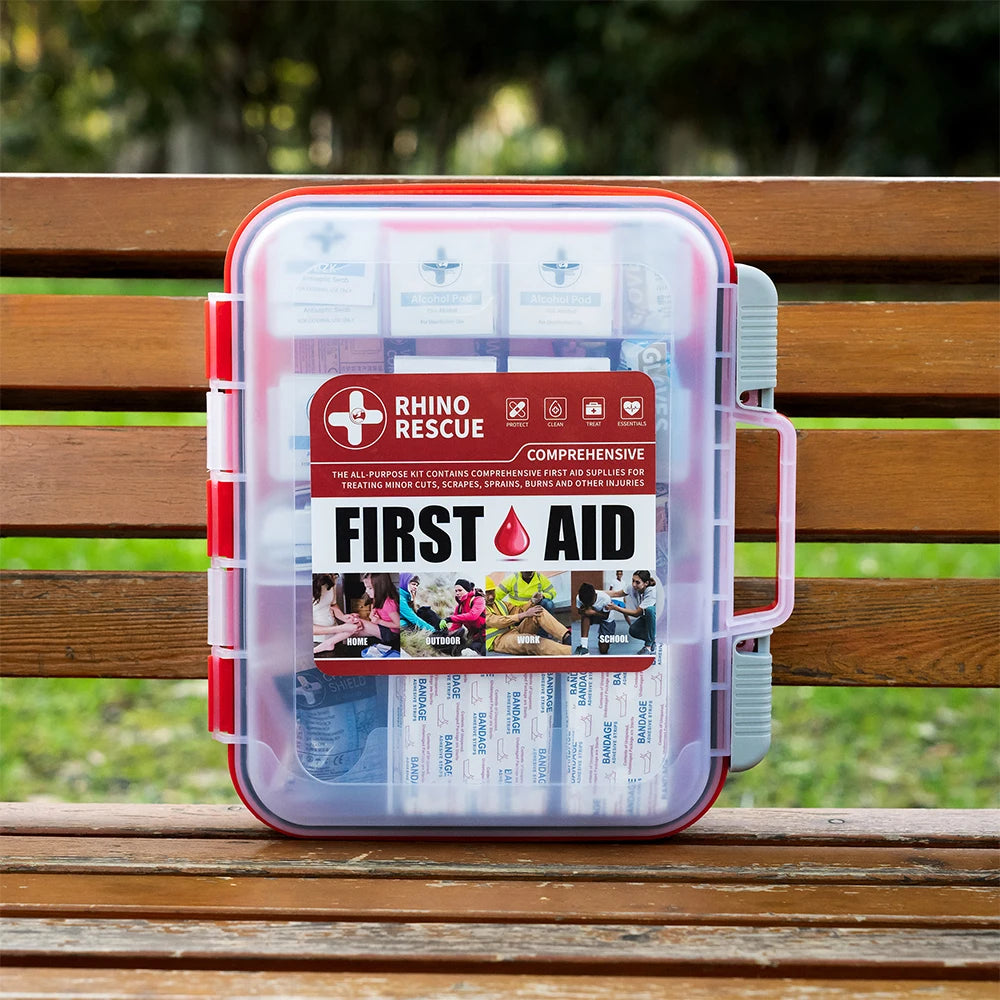RHINO RESCUE 350 Pieces OSHA All-Purpose First Aid Kit, Home & Office Professional Medical Supplies,  for Emergency, School