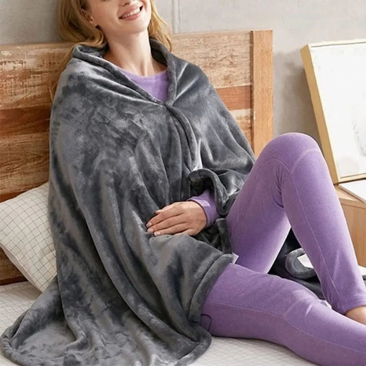 USB Electric Heated Blanket 3 Heating Levels Fleece Heated Blanket Wearable Body Warmer Blanket Quickly Heated Cape Pad