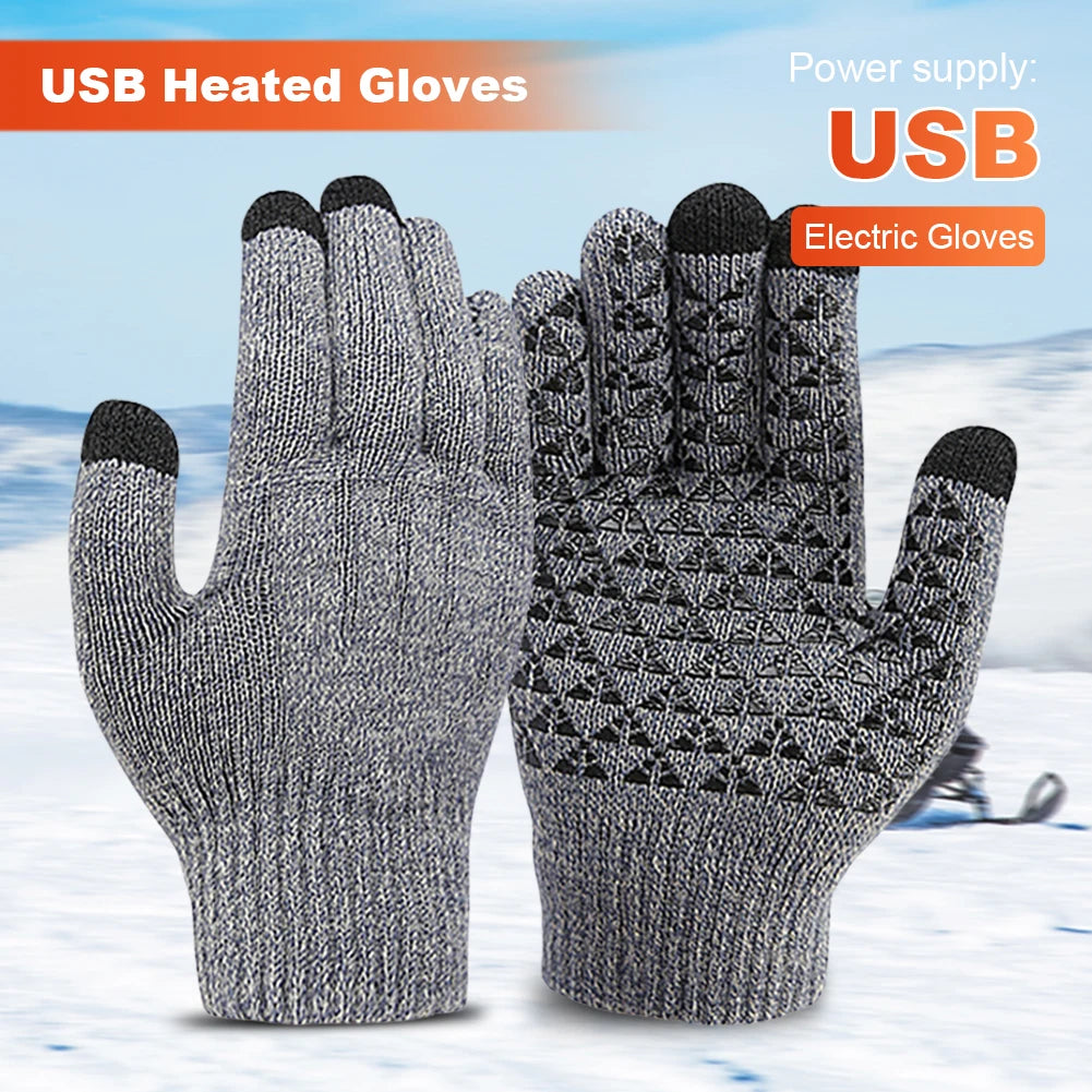 Winter Electric Heated Touch Screen Gloves for Outdoor Activities Skiing Riding Camping and Mountaineering