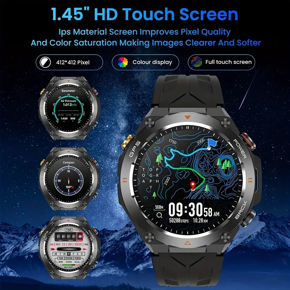 SENBONO 2025 Built-in GPS Smart Watch Bluetooth Call 1ATM Waterpro Military Sports Fitness Tracker Smartwatch for Men