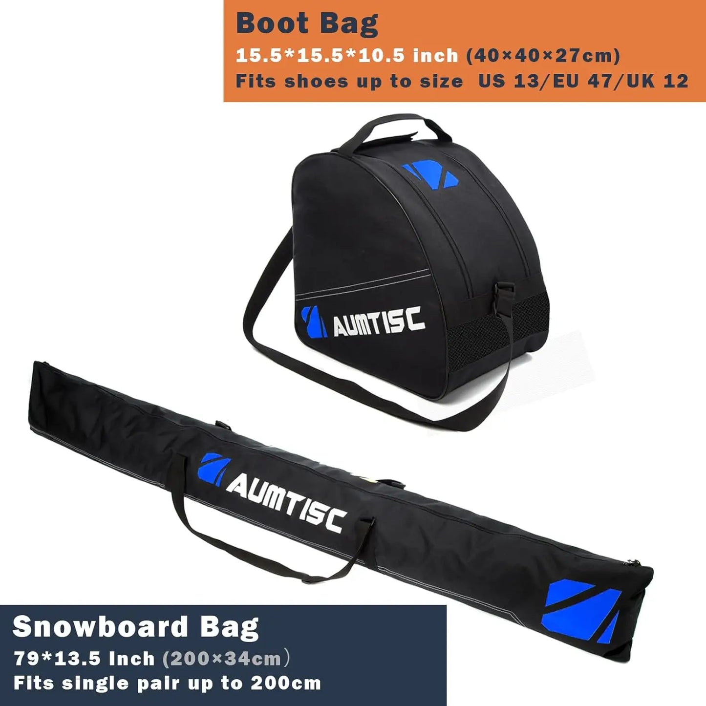 Ski & Boot Bag Combo, Padded for Air Travel, Adjustable to 200cm Skis, Fits Boots up to Size 13