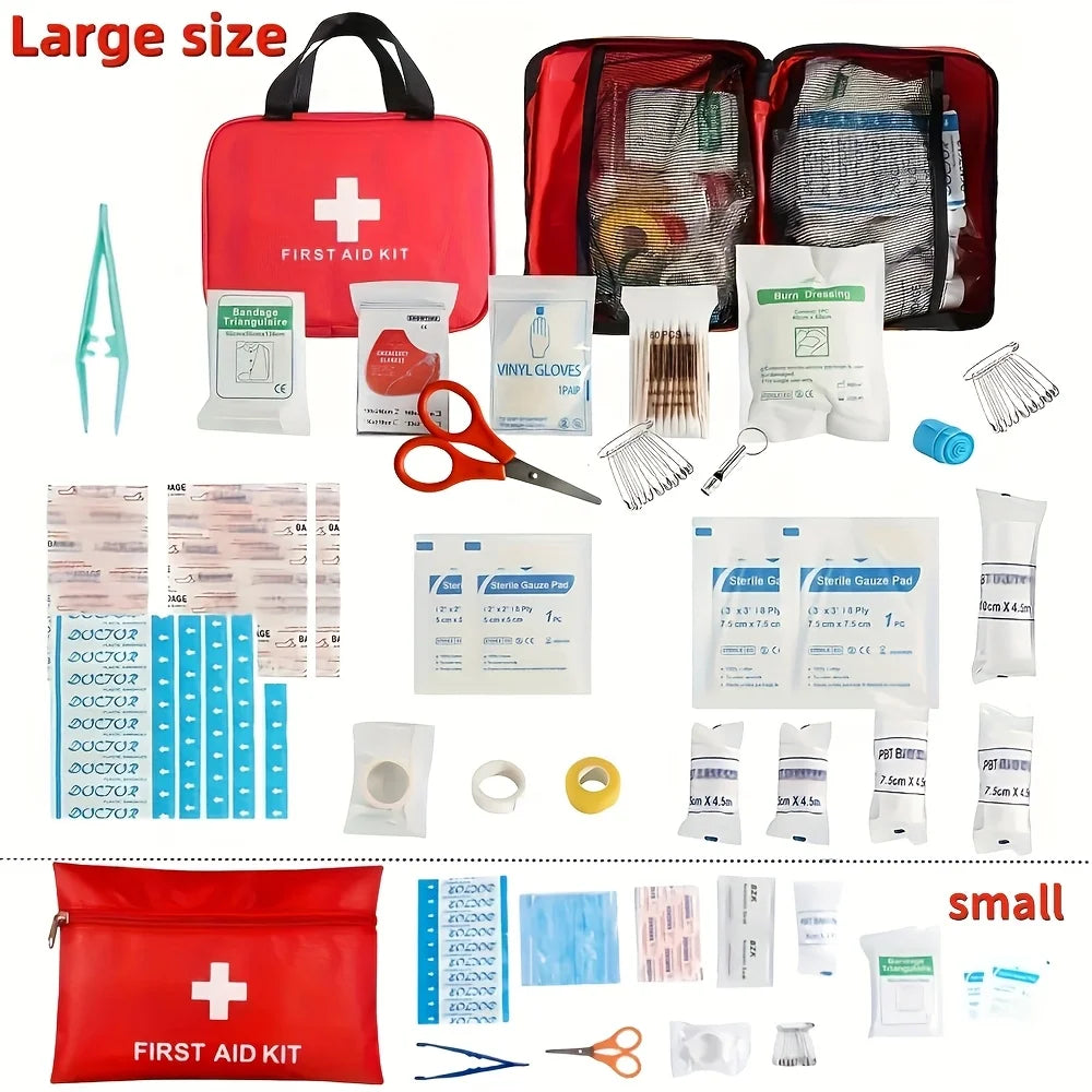 Portable First Aid Kit Large for Camping, Hiking, Hunting. Includes Scissors, Tweezers, Bandages,Outdoor Emergency Supplies.