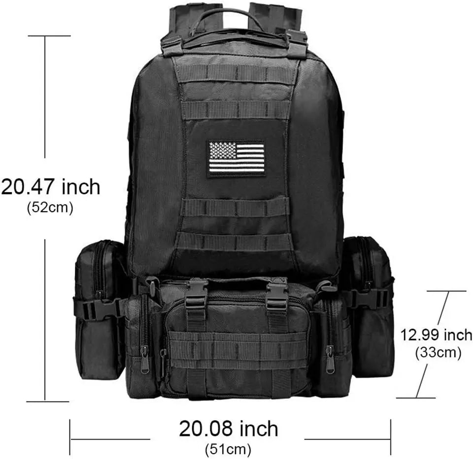 Tactical Backpack Military Army Rucksack 60L Large Assault Pack Detachable Molle Bag…
