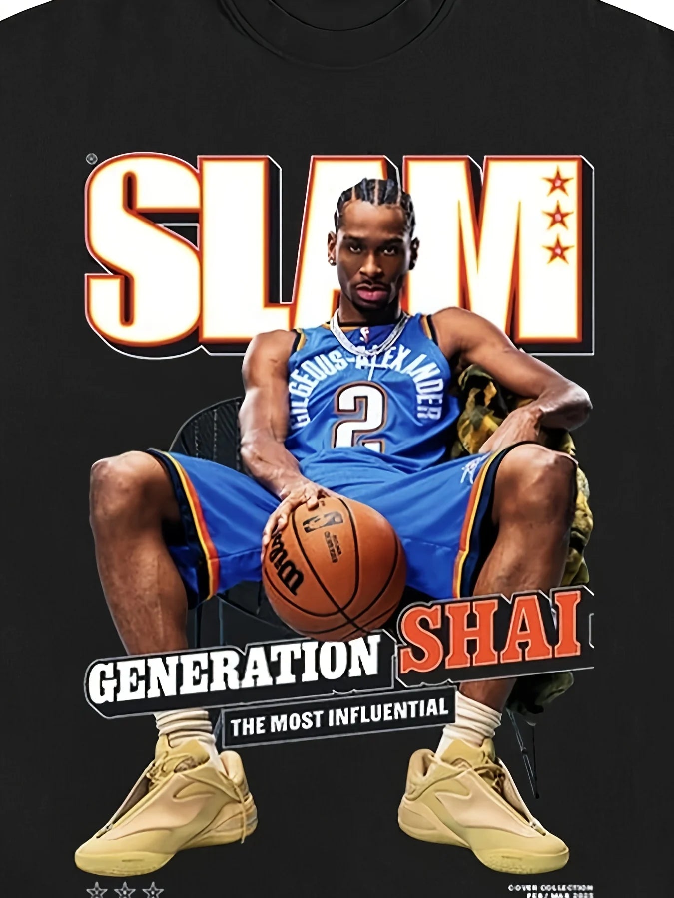 Shai Alexander Slam Graphic Tee Premium Quality Heavyweight Basketball Shirt For Adults