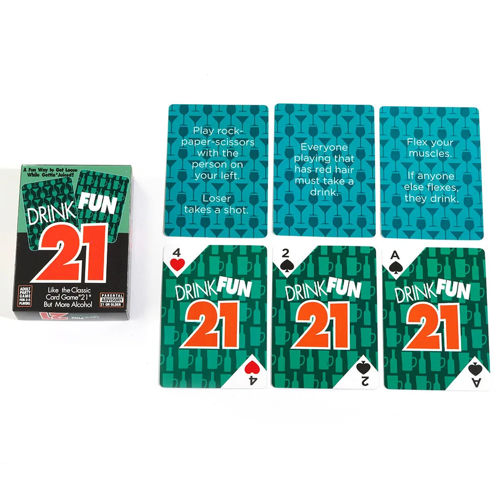 56pcs/deck Drink Fun 21 Card Game Hilarious Drinking Game Cards Like Classic Card Game 21 But More Alcohol Adults Christmas Gift