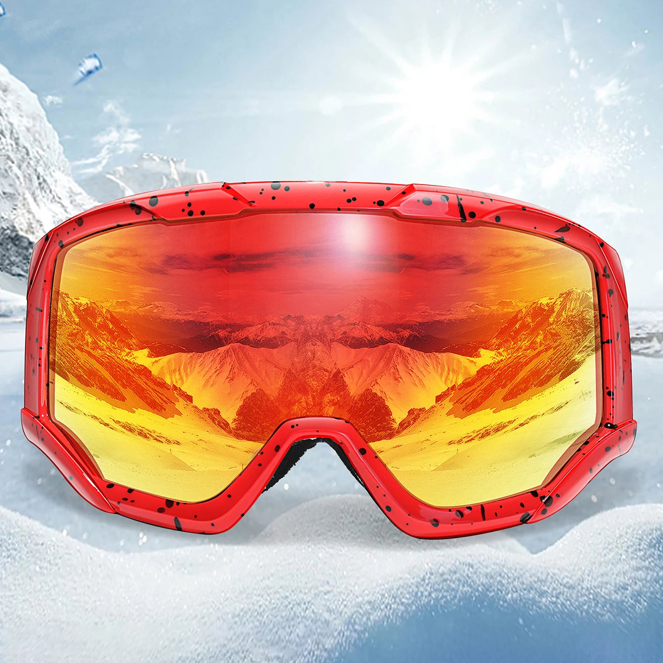 Snowboard Snowmobile Ski Goggles Outdoor Sport Windproof Double Layers Anti-fog UV400 Eyewer Big Ski Mask