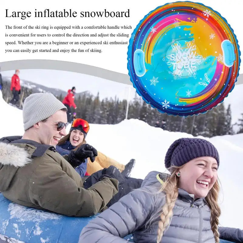 85cm Inflatable Snow Tube PVC Universal Skiing Cushion With Handles Thickened Winter Waterproof Ski Circles Sledding Sleigh