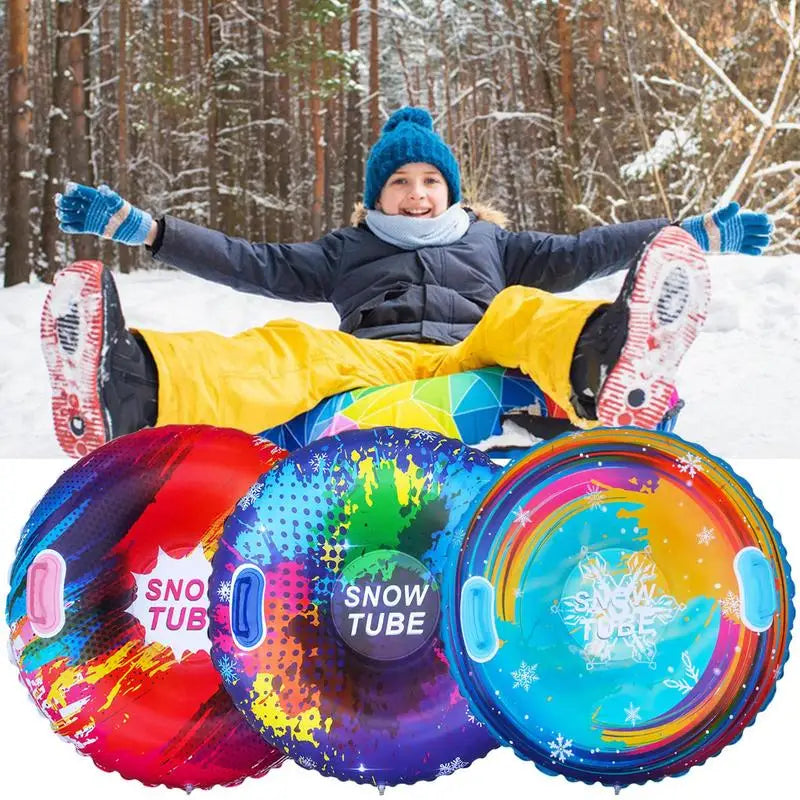 85cm Inflatable Snow Tube PVC Universal Skiing Cushion With Handles Thickened Winter Waterproof Ski Circles Sledding Sleigh
