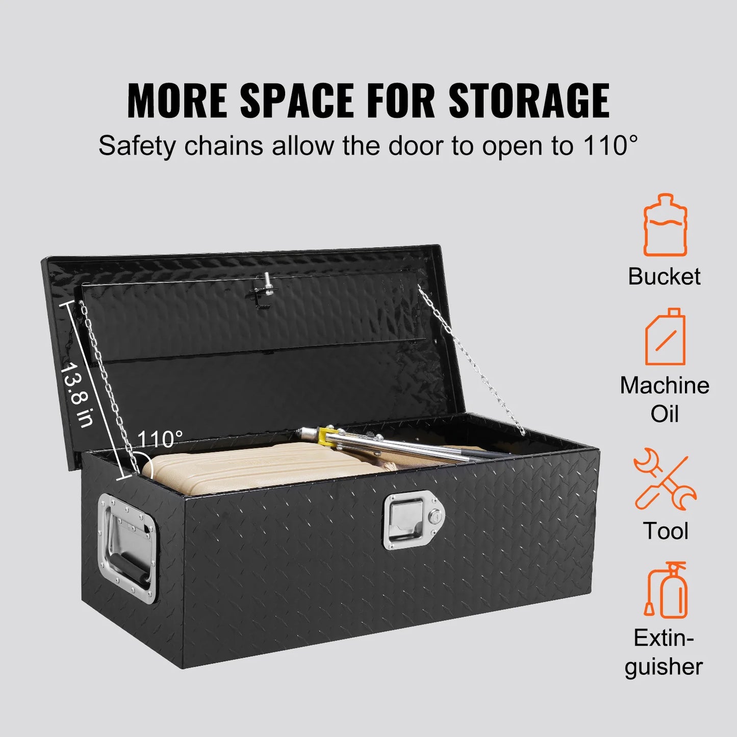 VEVOR Heavy Duty Aluminum Truck Bed Tool Box, Diamond Plate Tool Box with Side Handle and Lock Keys for Pickup, Truck Bed, RV