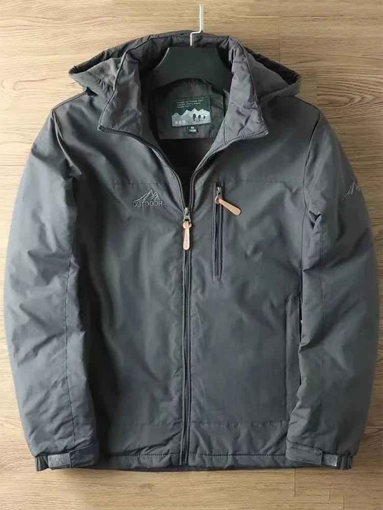 Casual Warm Tactical Large Size Jacket Autumn And Winter Padded And Thickened Outdoor Punching Jacket Solid Colour Men's