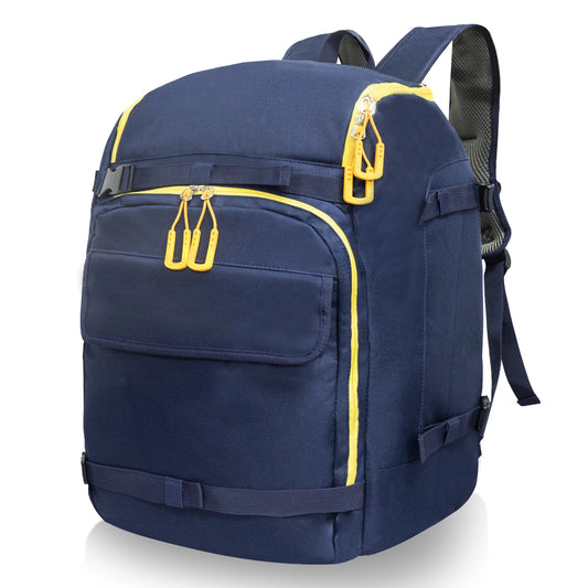 50L Blue Travel Ski Backpack for ski helmets, goggles, gloves, skis & other accessories