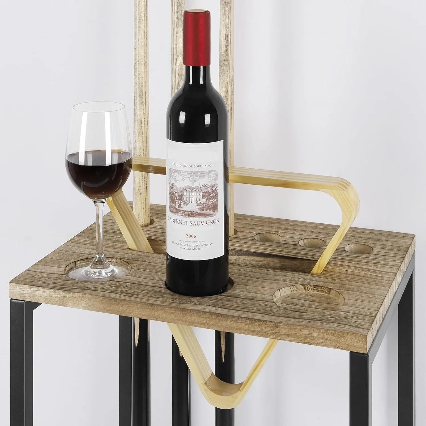 6-Cue Pool Rack Wood Floor Stand, Billiard Stick Holder for Game Room Club, Wall Mount Optional Pool Table Accessories