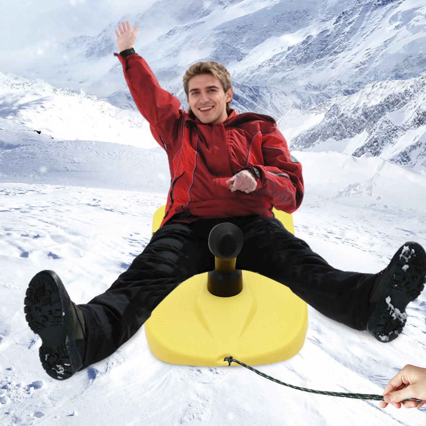 Outdoor Snow Sled, Winter Snow Sleds for Kids Adults, Plastic Toboggan Sleigh for Snowboarding Sliding, Snow Sledding Equipment