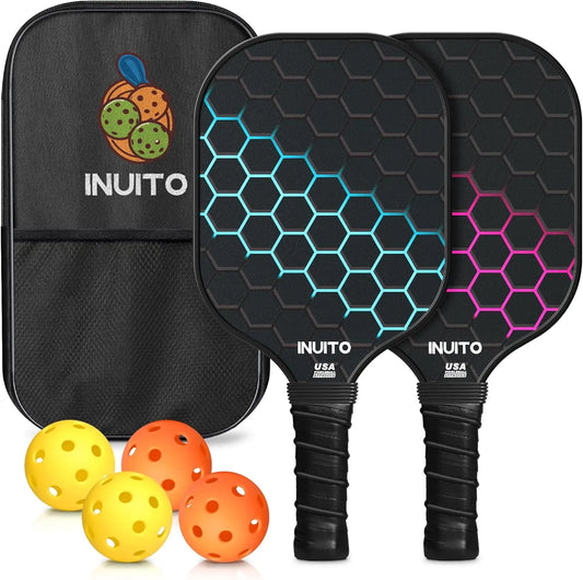 Pickleball Paddles Set of 2 with Bag, 16mm Thick, Large Sweet Spot for Men and Women