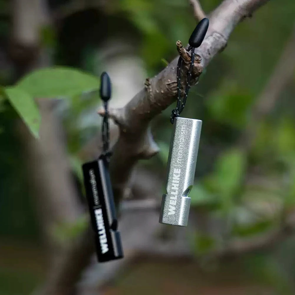 Double Tubes Emergency Survival Whistle with Lanyard Safety Loud Whistle 120dB High Frequency Whistle for Hiking Camping Fishing