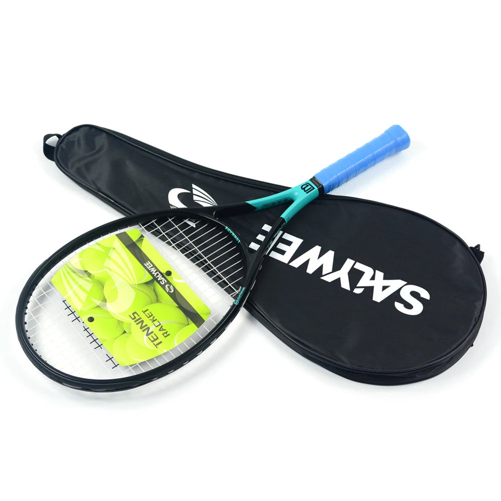 SALYWEE Gemini Composite Carbon Tennis Racket | Already Threaded 300±10g Ultra-Light for Beginners | Pro Unisex Training Racket