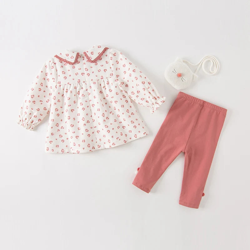 Dave Bella Girls Blouse Pants Sets Spring Autumn Long Sleeve Shirt with Bag Trousers 3pcs Suit Children Casual Cloth DB3222983