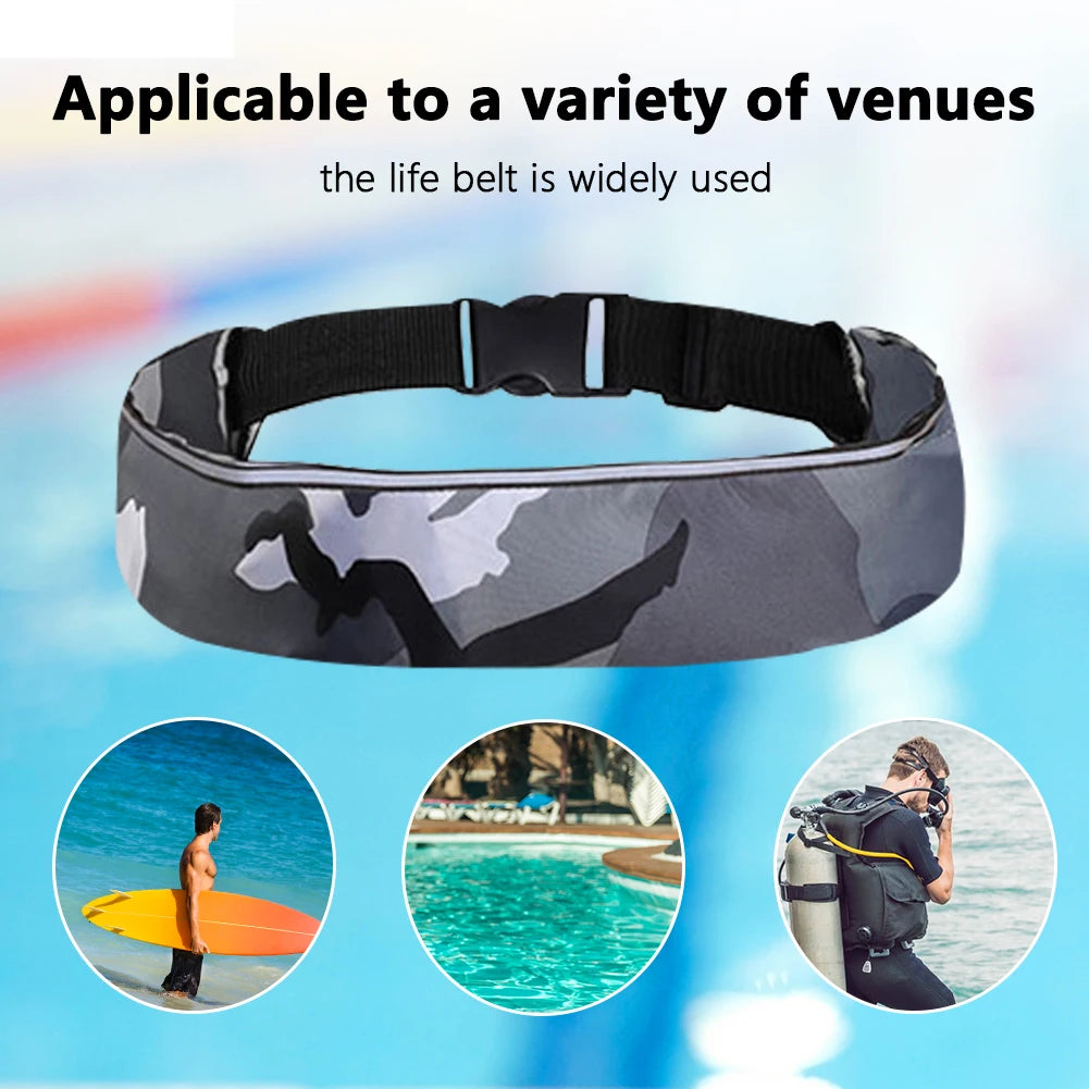 Inflatable Drifting Safety Life Belt Wear-resistant 100N Buoyancy Survival Suit Safe Adjustable Webbing for Swimming Sea Fishing