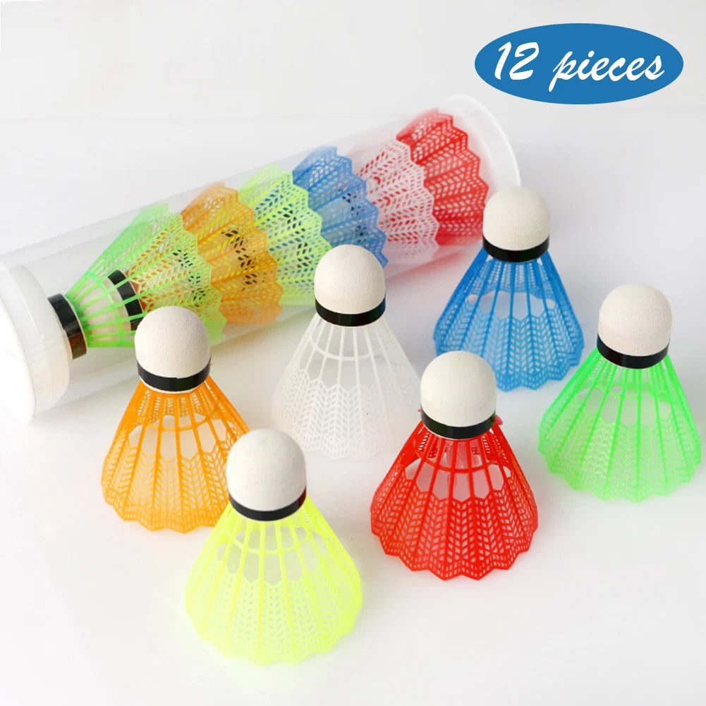 12PCS Plastic Badminton Colorful and White Shuttlecocks Foam Ball Head Plastic for Outdoor Training Family Movement Supplies