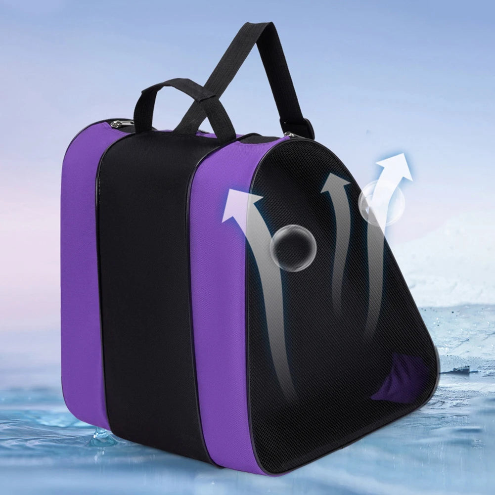 Roller Skate Bag Ice-Skating Shoulder Bag Adjustable Strap Skiing Roller Skate Storage Bag Multi-Compartments for Ski Sports