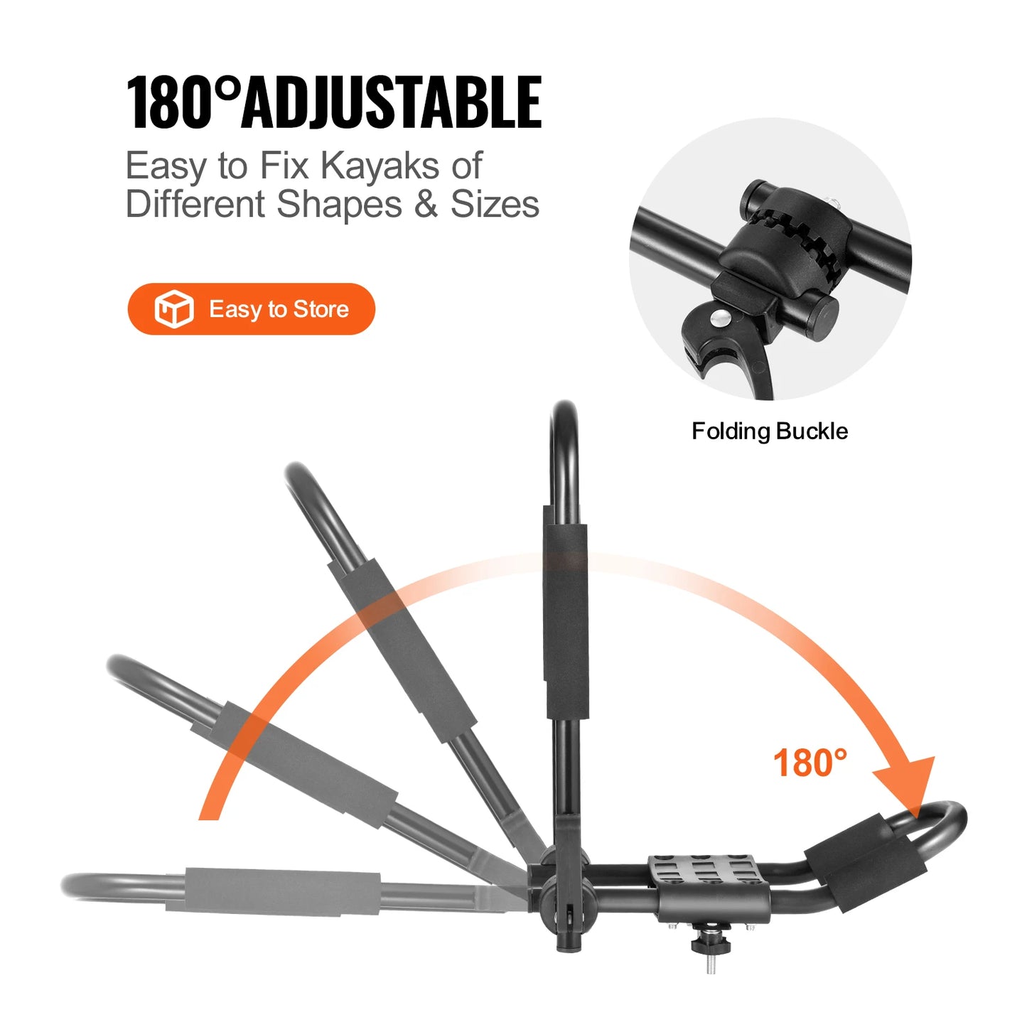 VEVOR Kayak Roof Rack 2 Pairs J-Bar Soft Roof Rack Quick Folding Top Mount Tie Down Carrier for kayak Surf Board Canoe Ski Board