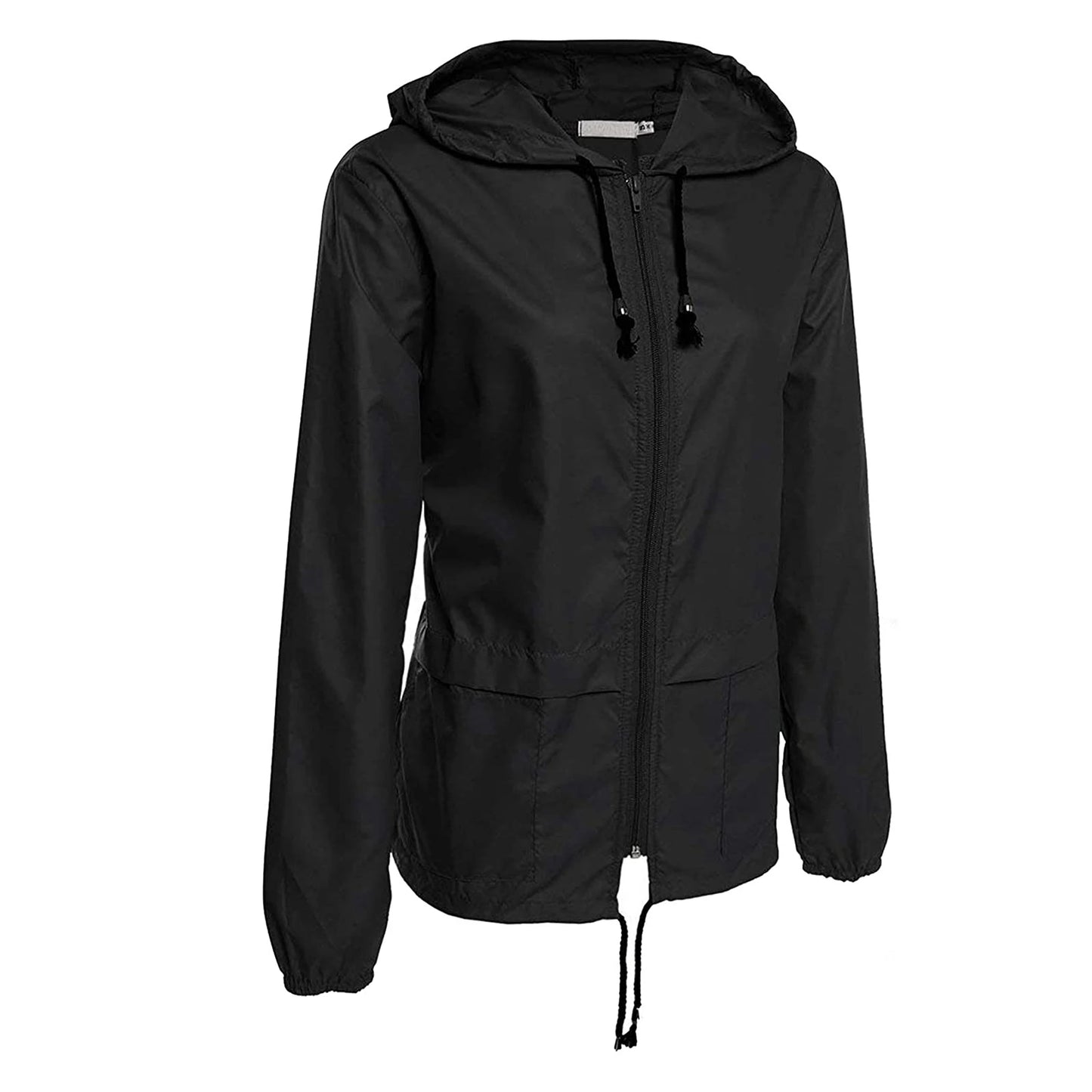 Women Lightweight Packable Raincoat Waterproof Hooded Windbreaker with Adjustable Drawstring and Zipper Pockets for Outdoor