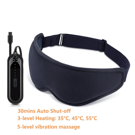 Electric Eye Massager Vibration Heated Eye Mask Relieve Fatigue Warm Compress Eyemask Strain Eyes Office Home Travel Eyeshade