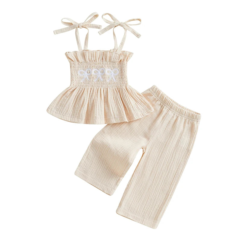 Toddler Girls 2Pcs Outfits Solid Color Sleeveless Camisole and Elastic Pants Set Baby Summer Clothes 6M-3Y