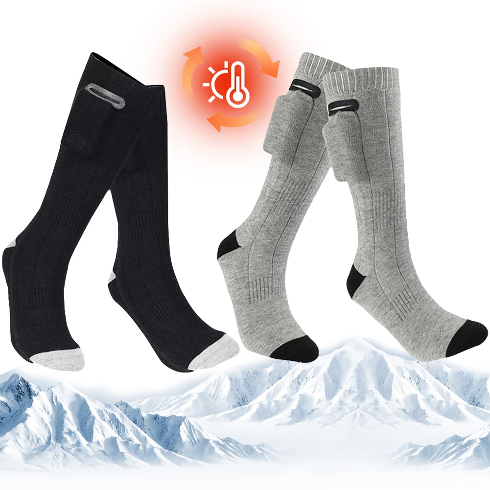 Electric Heated Socks Washable Winter Thermal Socks Outdoor Skiing Foot Warmer for Men and Women