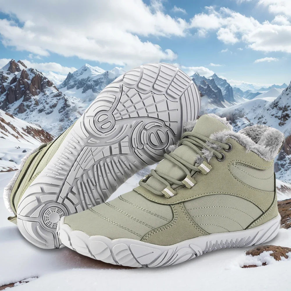Womens Mens Waterproof Winter Barefoot Shoes Snow Boots Cotton Warm Fur Lined Unisex Walking Hiking Outdoor Hiking Walking Shoes