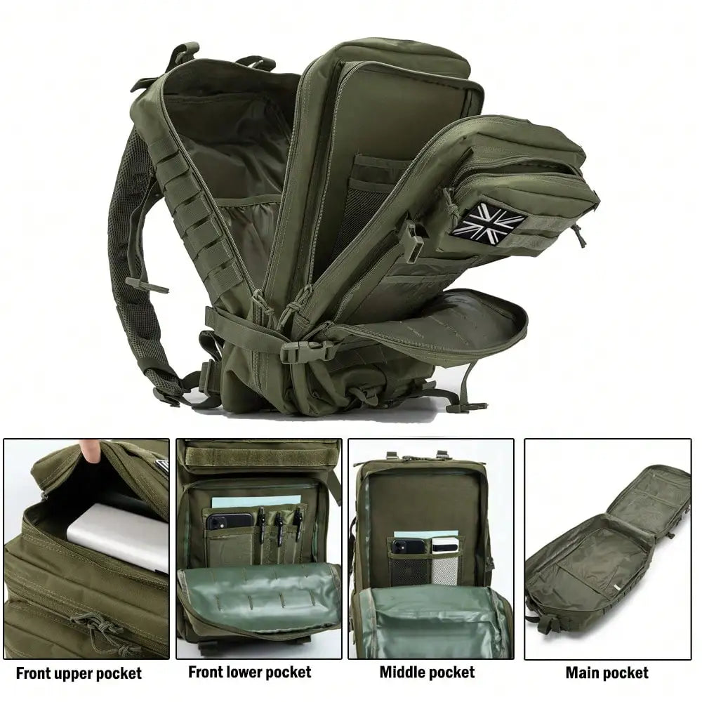 45L Tactical Backpack for Men, Heavy Duty Molle Assault Pack, 3 Day Bug Out Bag for Hiking, Trekking, Hunting, Survival & Gym