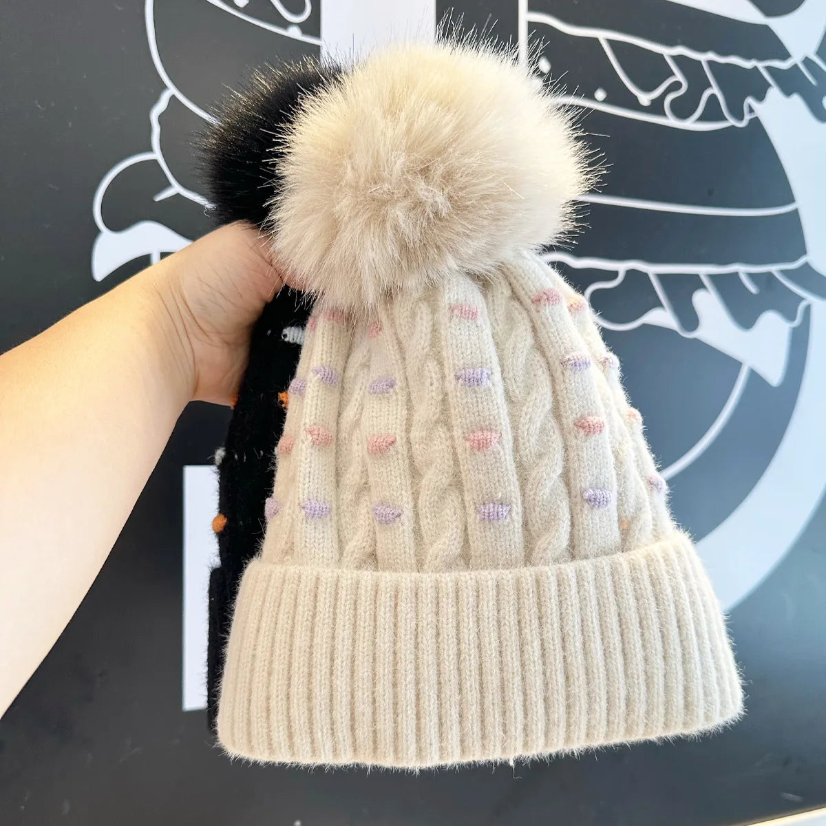 Women Winter Warm Beanie Hat Thickened Cold-Proof Knitted Cap Outdoor Sports Cycling Skiing Pullover Cap for Women