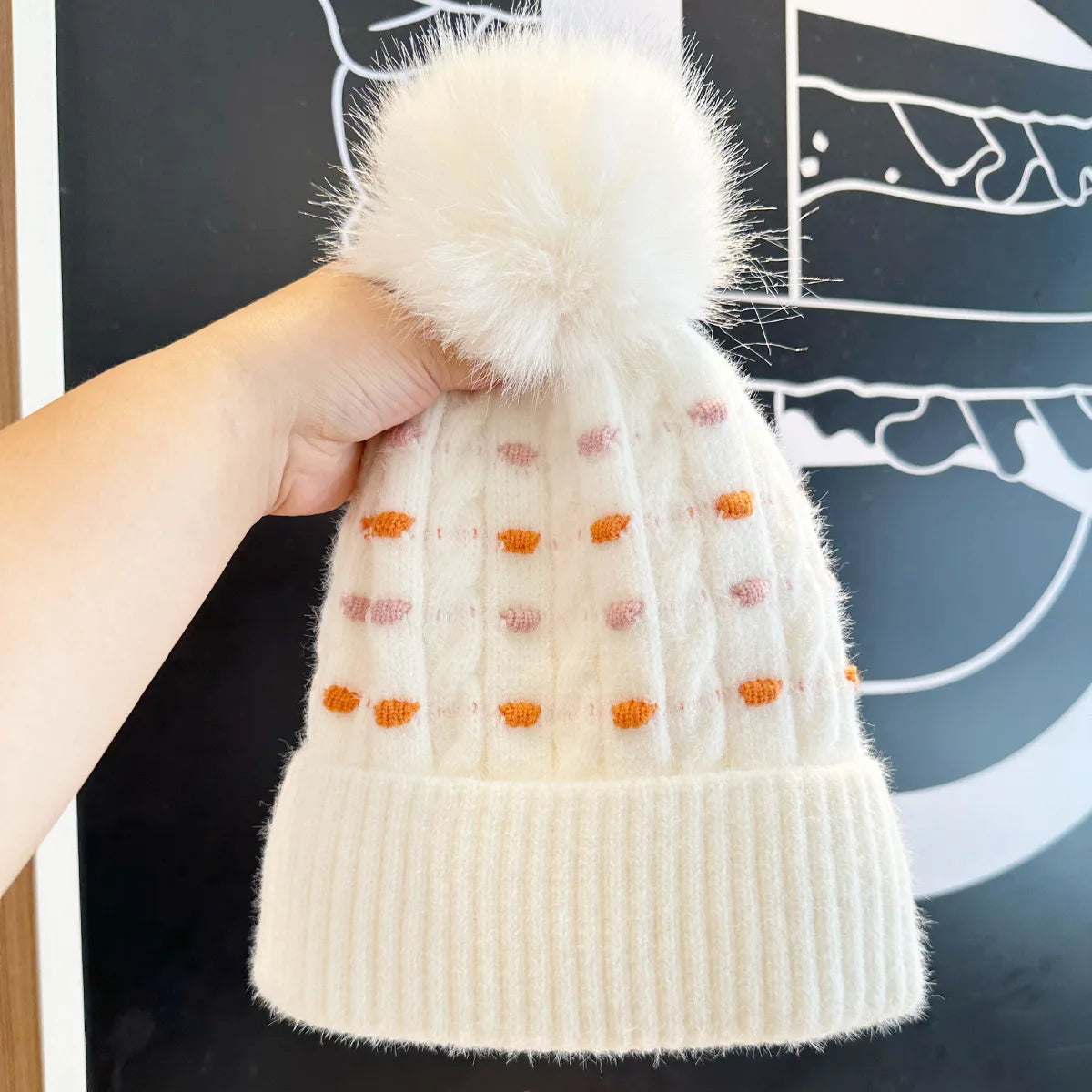 Women Winter Warm Beanie Hat Thickened Cold-Proof Knitted Cap Outdoor Sports Cycling Skiing Pullover Cap for Women