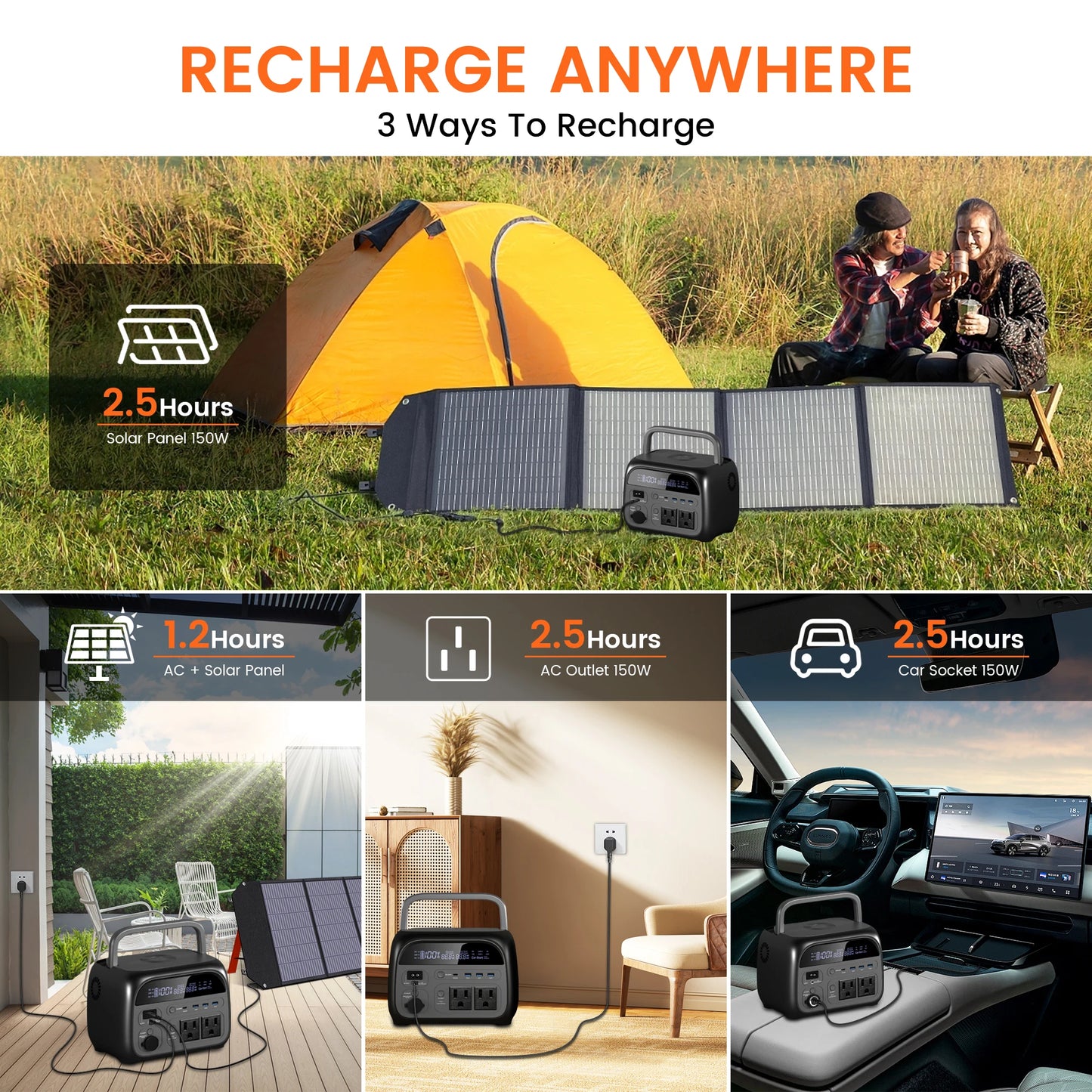 CTOLITY 500W Solar Generator 345Wh Camping Portable Power Station 100W Foldable Solar Panel, UPS Function, For Camping Emergency