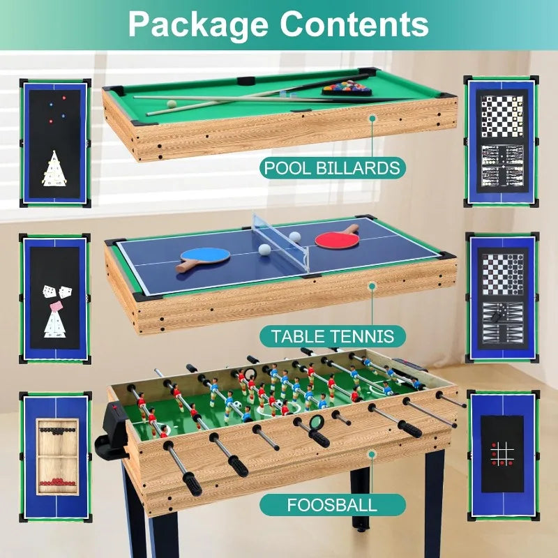 12-in-1 Game Table for Home - Foosball Table, Air Hockey Table, Pool Table & More! - Ideal for Game Rooms and Family Game Nights