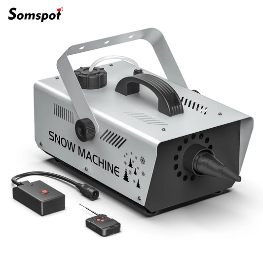 Somspot 1000W Snow Machine Wireless Remote Control Snow Machine for Indoor/Outdoor Wedding Party Christmas Stage Parades Event