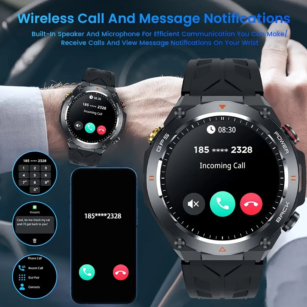 SENBONO 2025 Built-in GPS Smart Watch Bluetooth Call 1ATM Waterpro Military Sports Fitness Tracker Smartwatch for Men