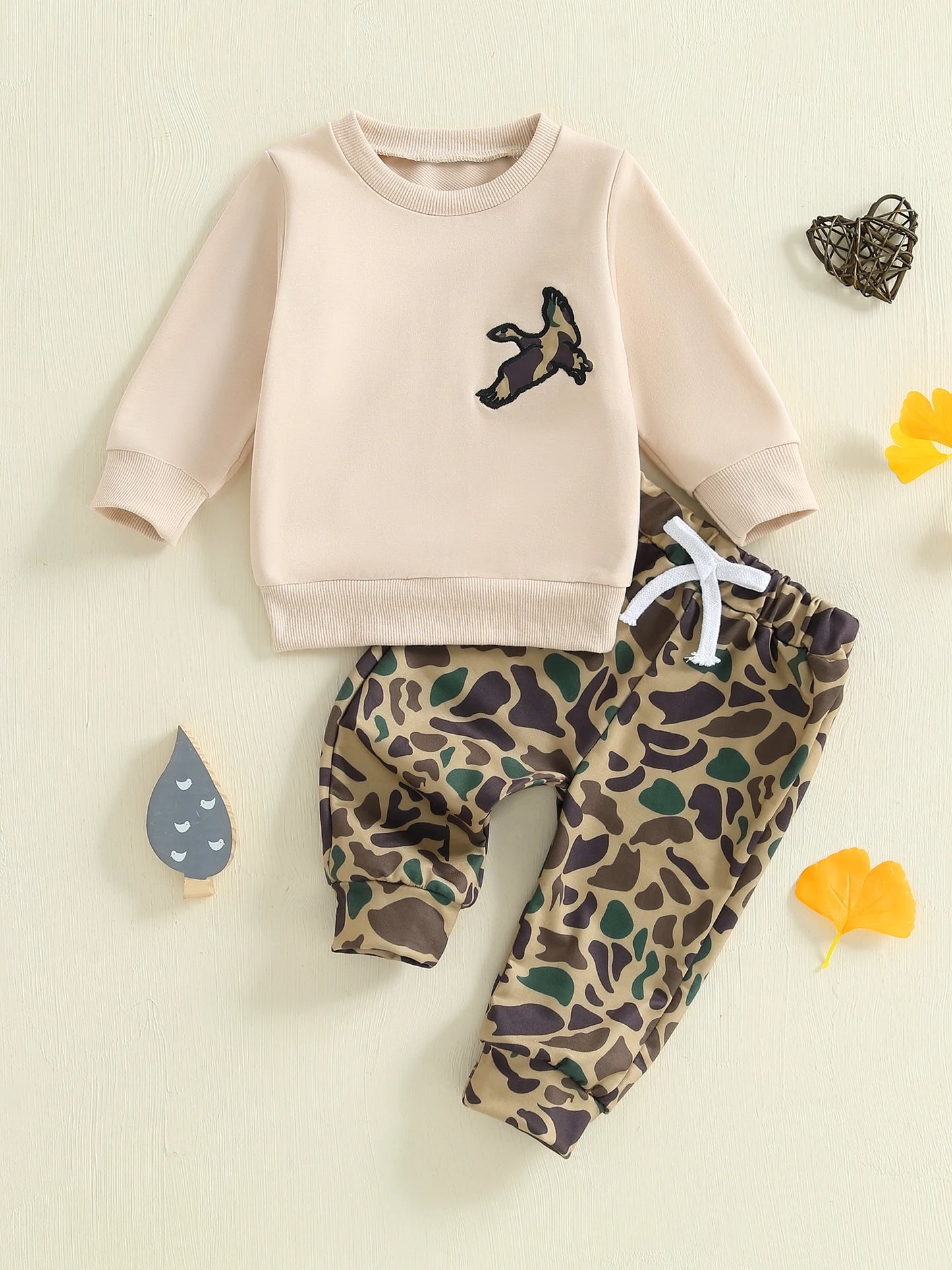 Toddler Boy 2Pcs Winter Outfit Long Sleeve Bear Embroidery Hoodie Jogger Set Cozy Clothes for Cold Weather
