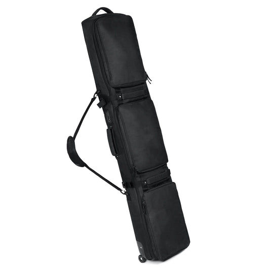 Pink/Black Skiing Bag with Rolling Wheel Padded Polyester Waterproof Portable Board Bag 3 Separation Storage Winter Snow Travels